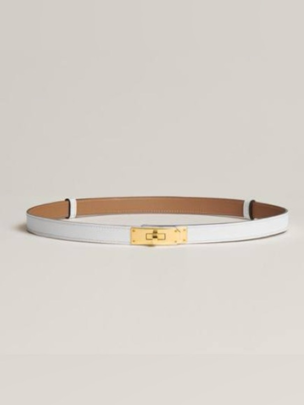 Authentic Hermès Kelly 18 Belt - White/“Blanc” w/GHW